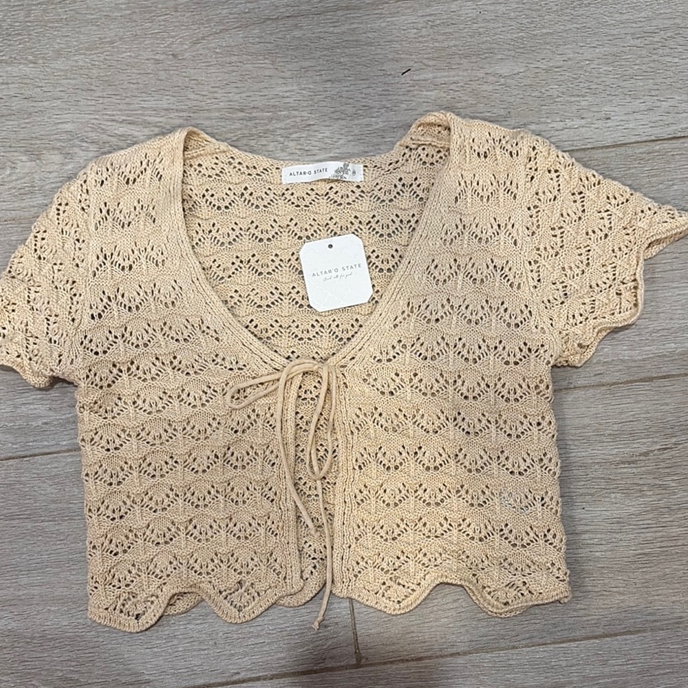 Allison Joy Cream Crochet Crop Top